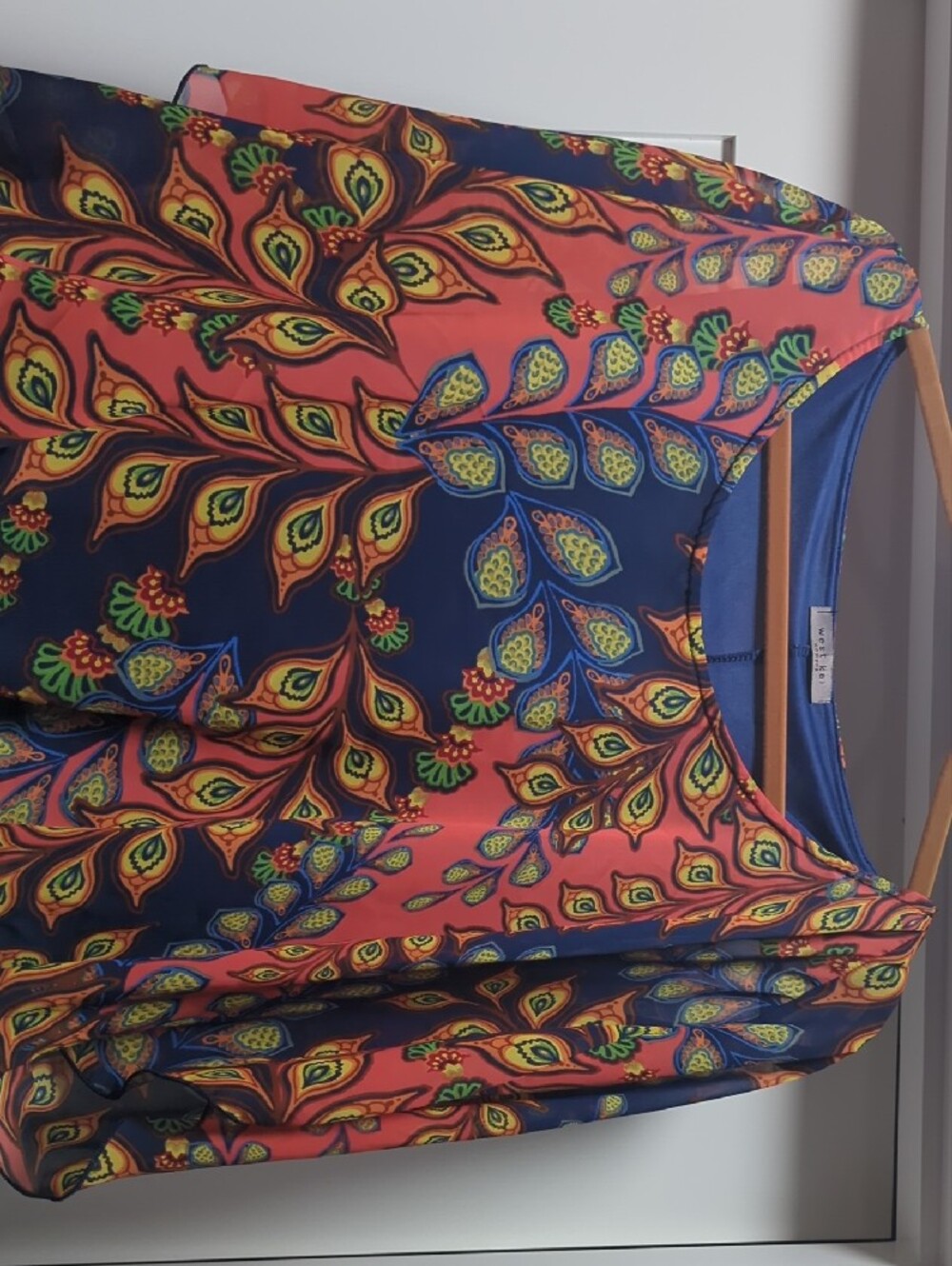 West Kei Navy & Coral Floral-Print Layered Blouse - Picture 3 of 6
